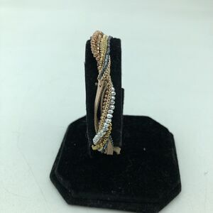 ANE Collection Beige Multiple Strand Bead And Leather Bracelet Magnet Clasp